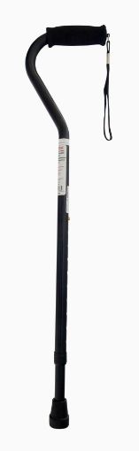 Picture of PHARMASAVE ALUMINUM CANE - ADJUSTABLE BLACK - OFFSET